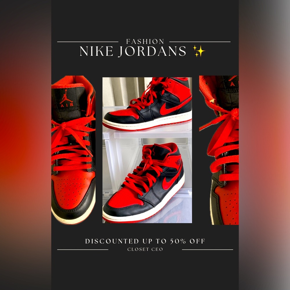 Nike Red and Black Sneakers High-Top Design